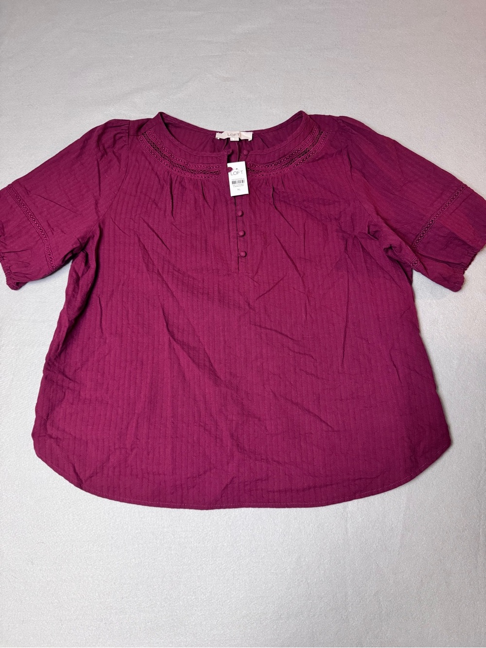 LOFT Berry Short Sleeve Blouse Womens XL